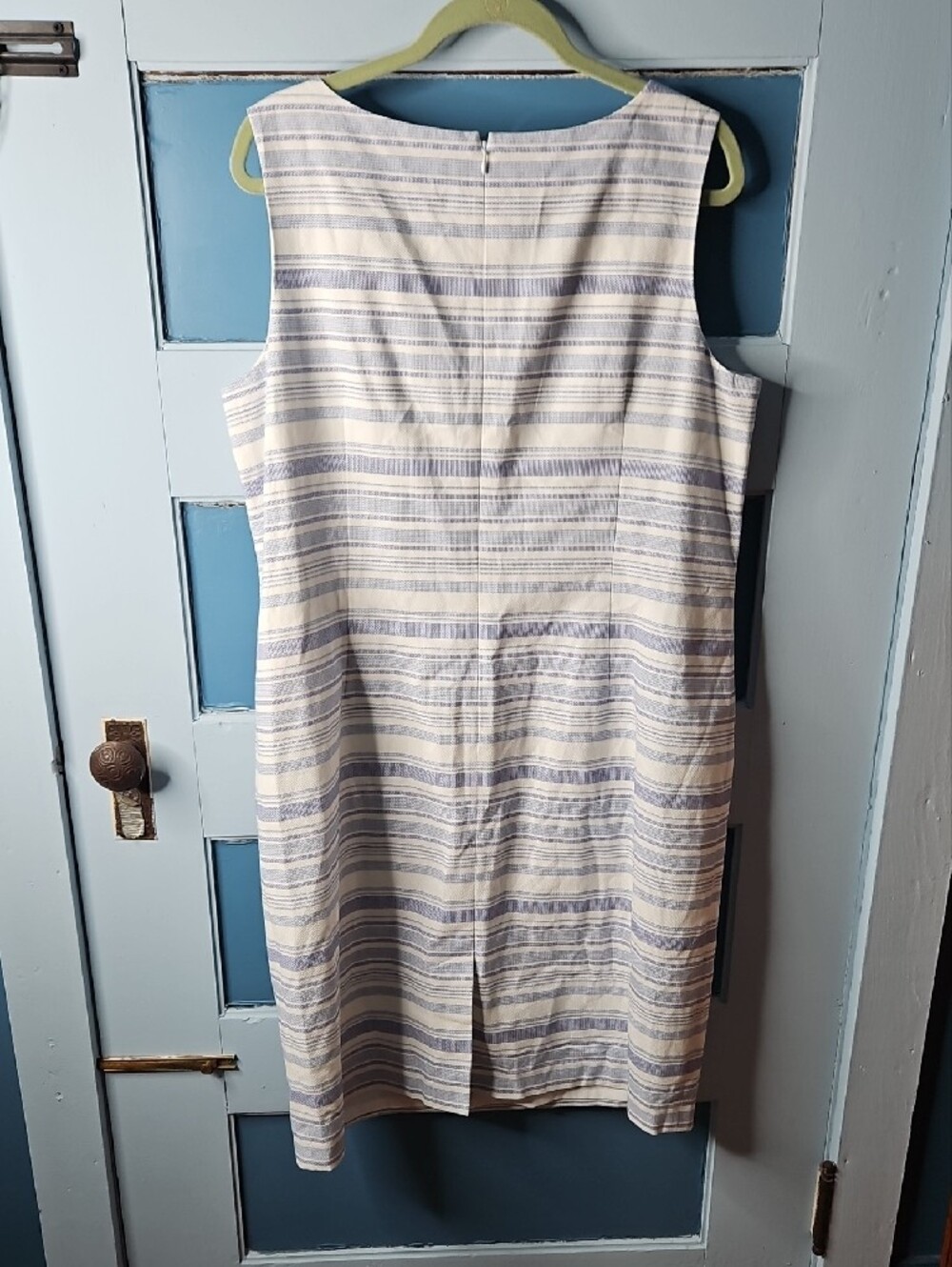 Talbots White and Light Blue Striped Sleeveless Midi Dress 1X - Picture 4 of 8